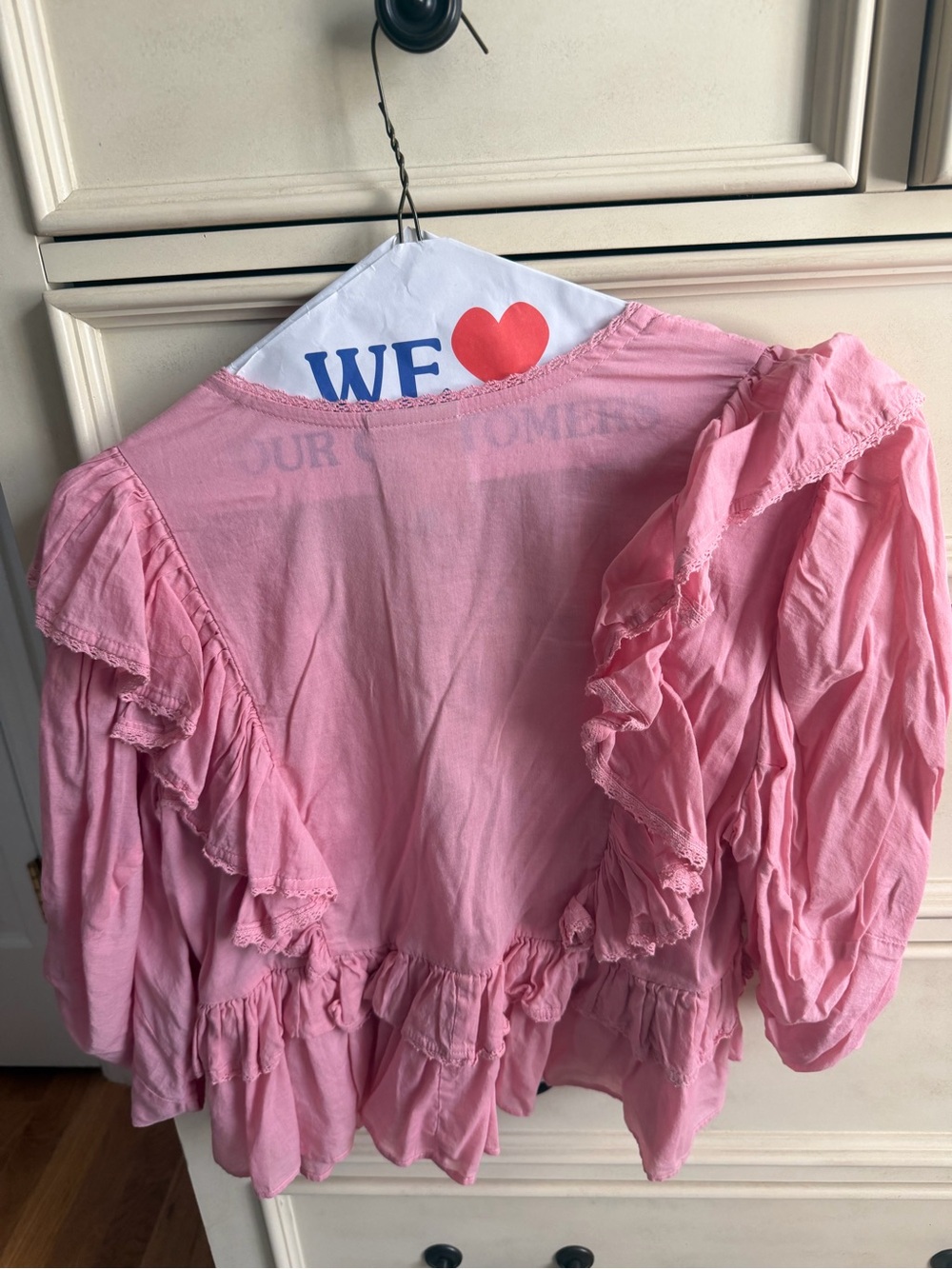 Farm Rio Pink Ruffle V-Neck Blouse - Picture 2 of 3
